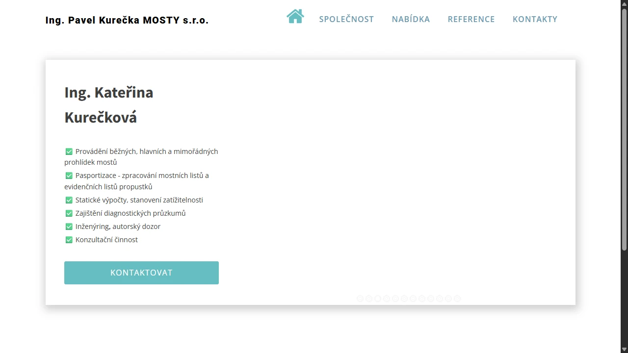 Skutečný náhled webu Mosty Kuřečka